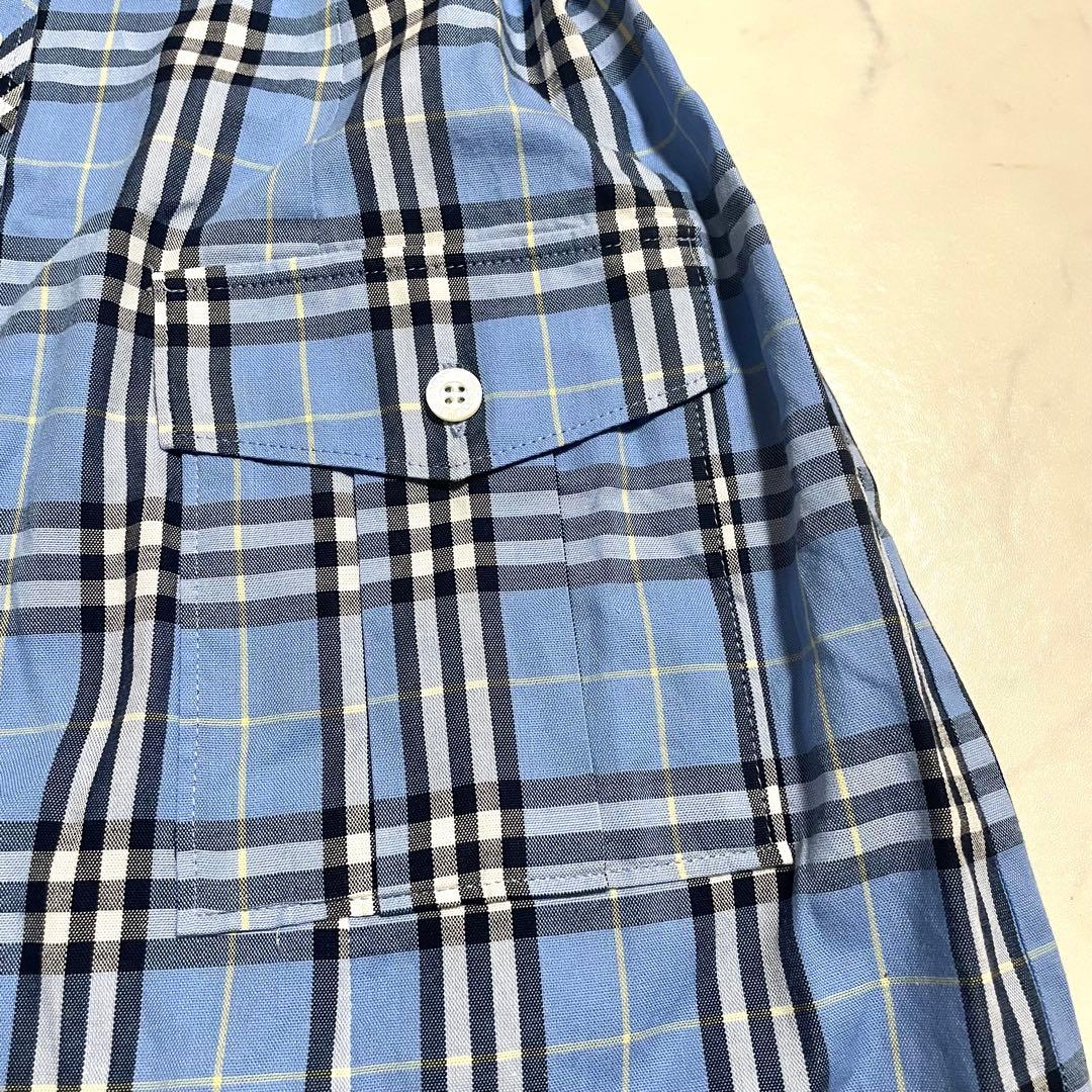 バーバリーズ ノバチェック シャツワンピース ブルー 水色 160 半袖 ベルト
