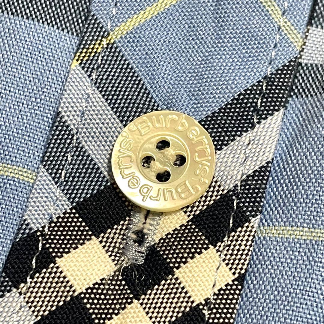 バーバリーズ ノバチェック シャツワンピース ブルー 水色 160 半袖 ベルト