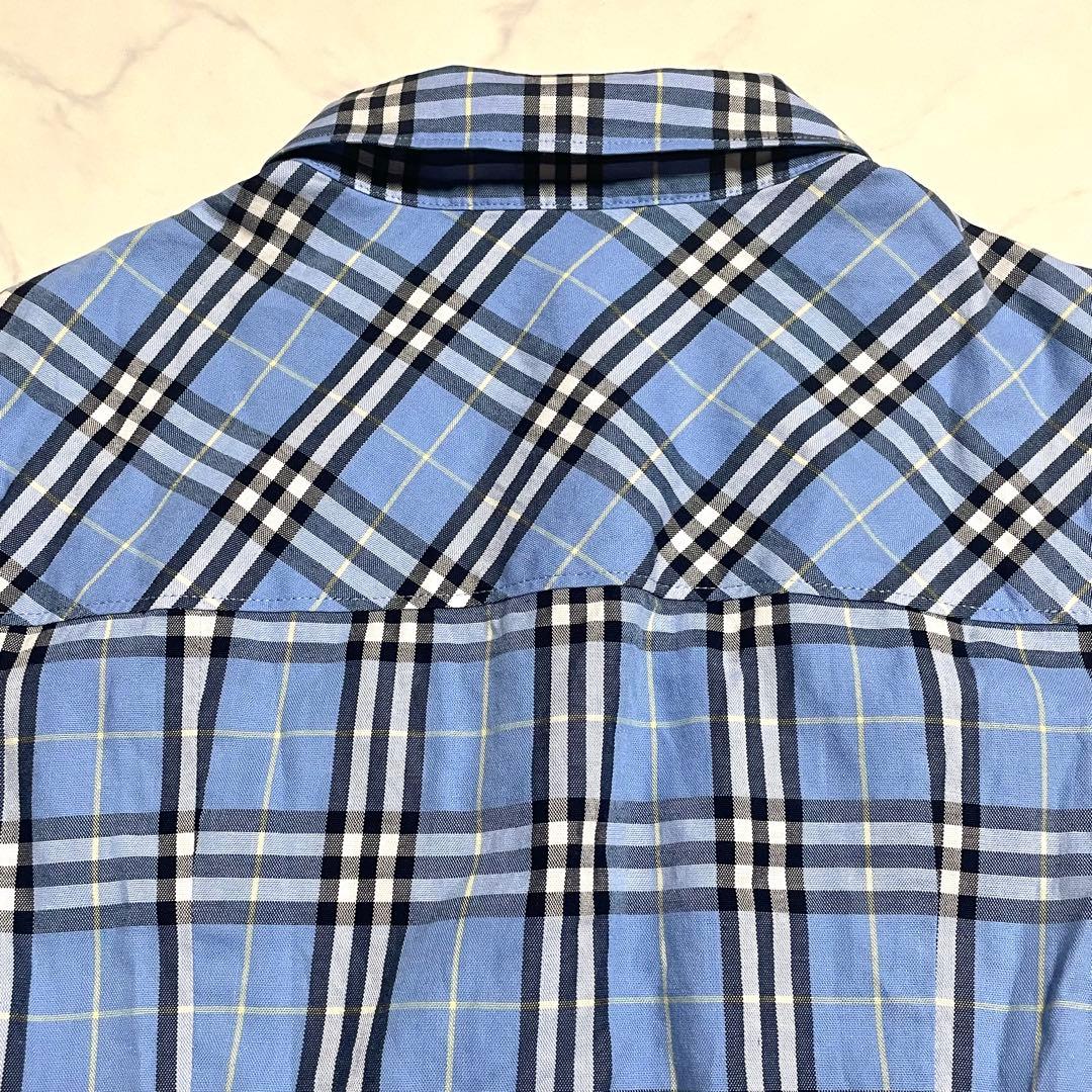 バーバリーズ ノバチェック シャツワンピース ブルー 水色 160 半袖 ベルト