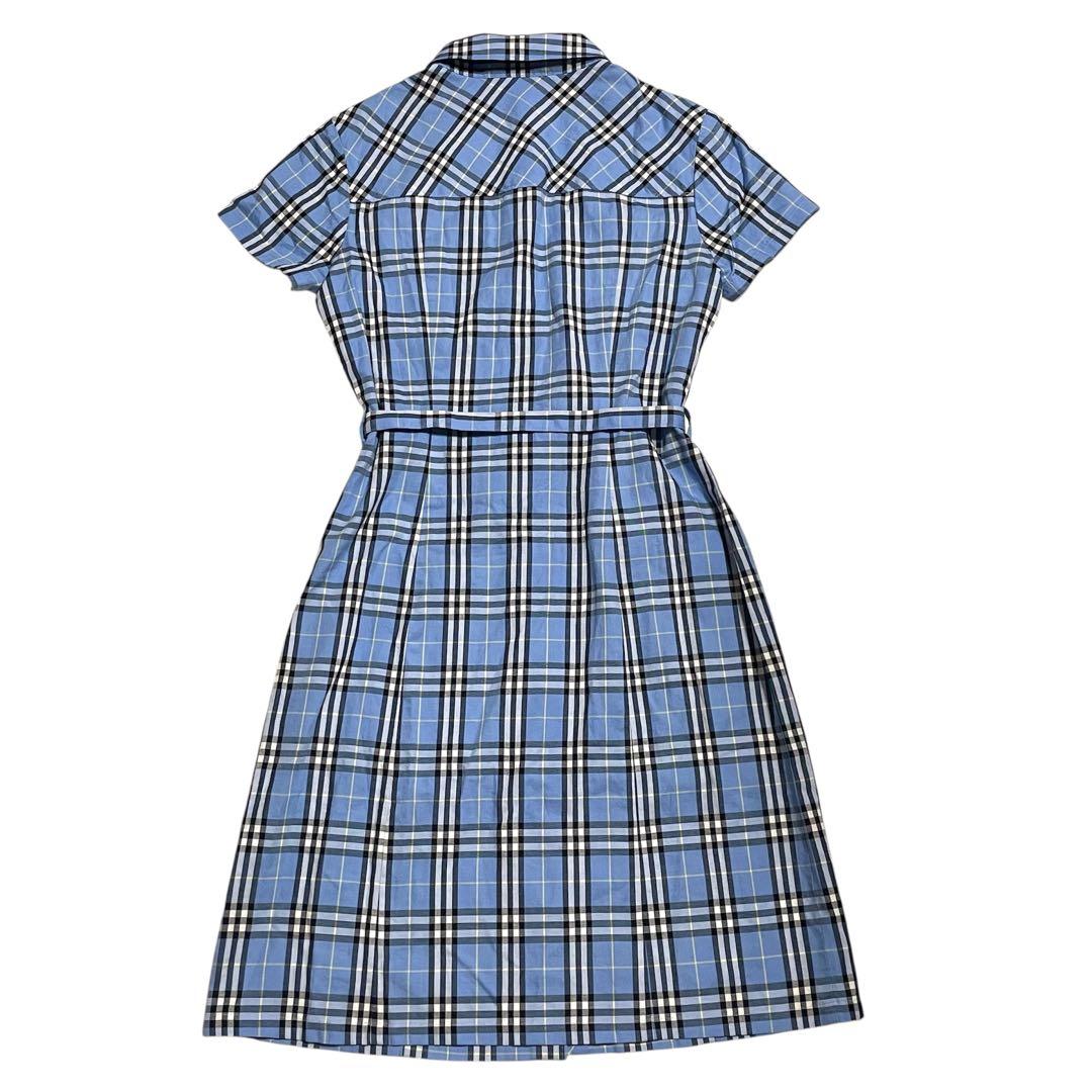 バーバリーズ ノバチェック シャツワンピース ブルー 水色 160 半袖 ベルト