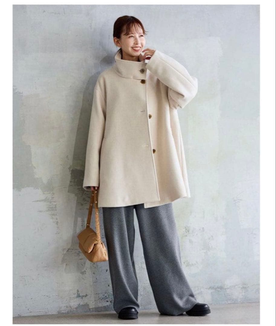 ジャーナルスタンダード　スーパー140ハイネックテントコート　ウール　スタンド