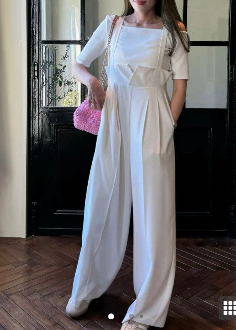 rimir リミル ハイウエストサロペット ホワイト