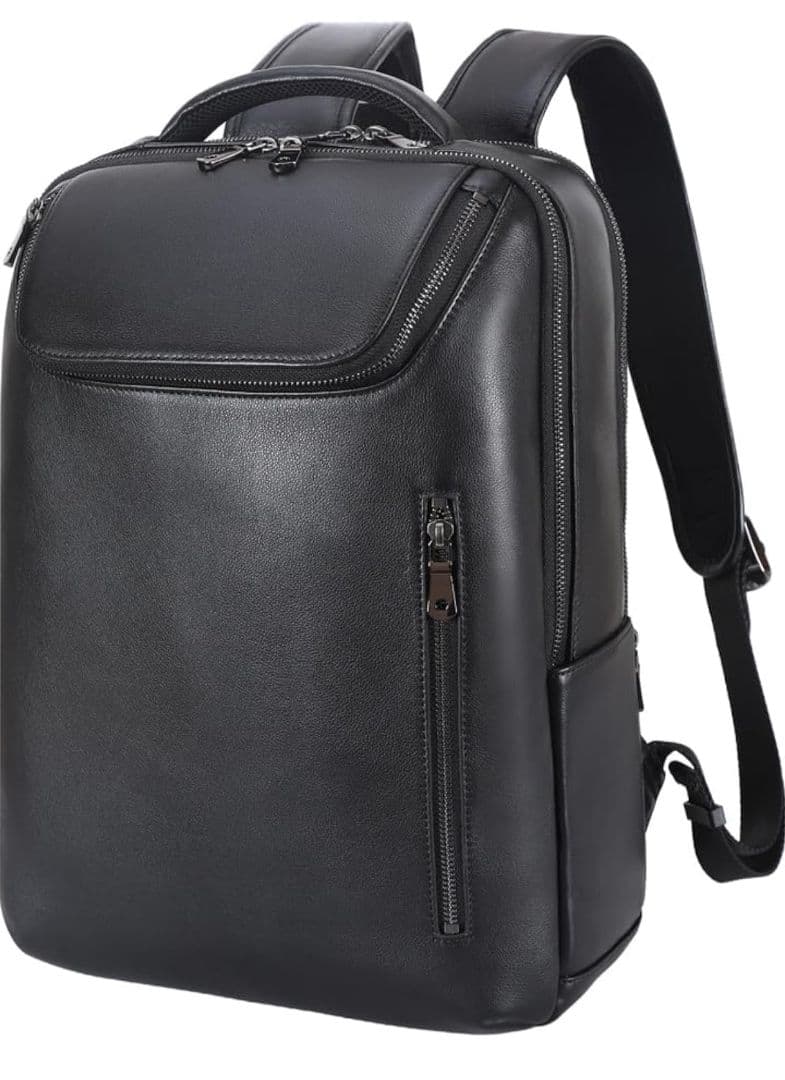大容量　本革 ビジネスリュック 三層構造 15.6インチPC対応 ブラック