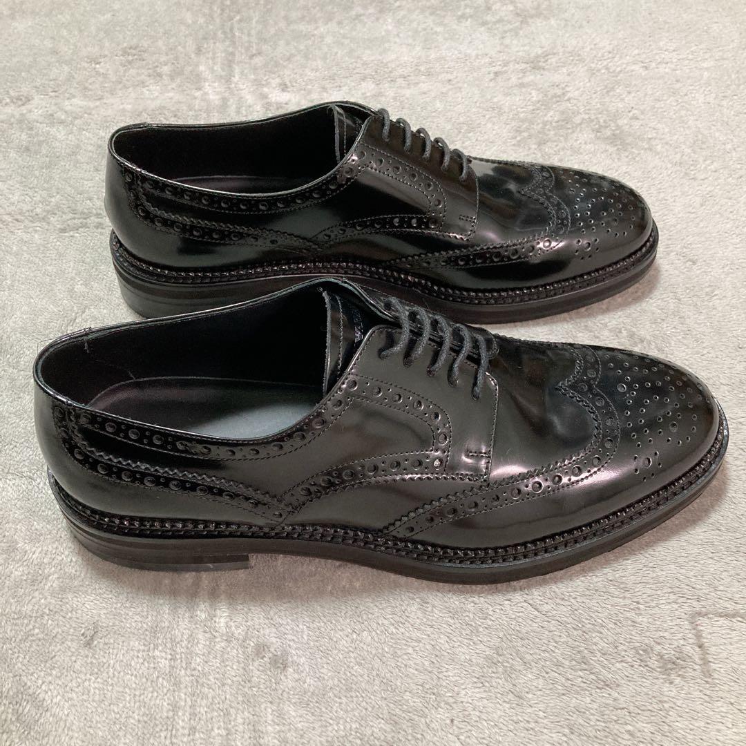 【新品】エンポリオアルマーニ レザー ビジネスシューズ 9 BK ウィングチップ