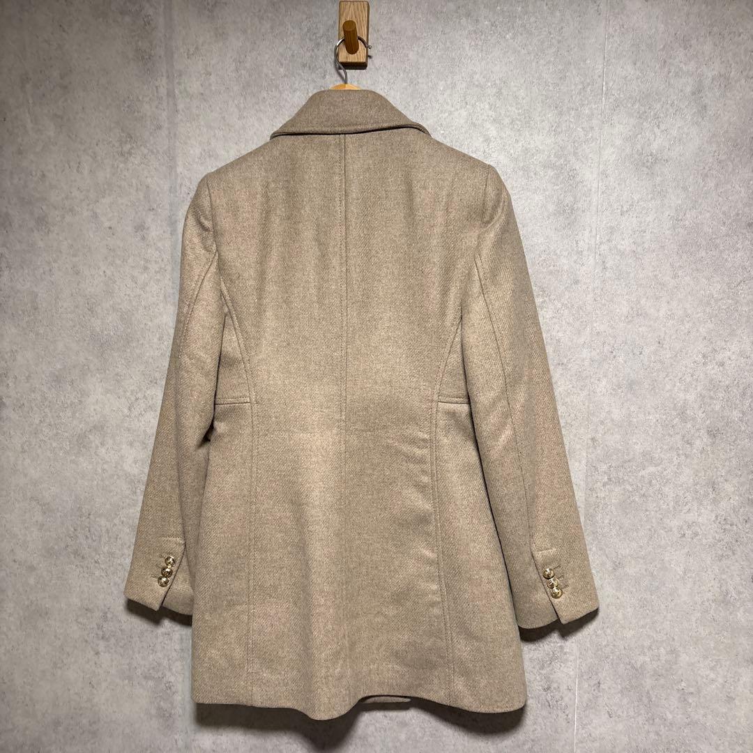 ZARA ウール混紡ショート丈ダブルブレストコート ライトミンク S
