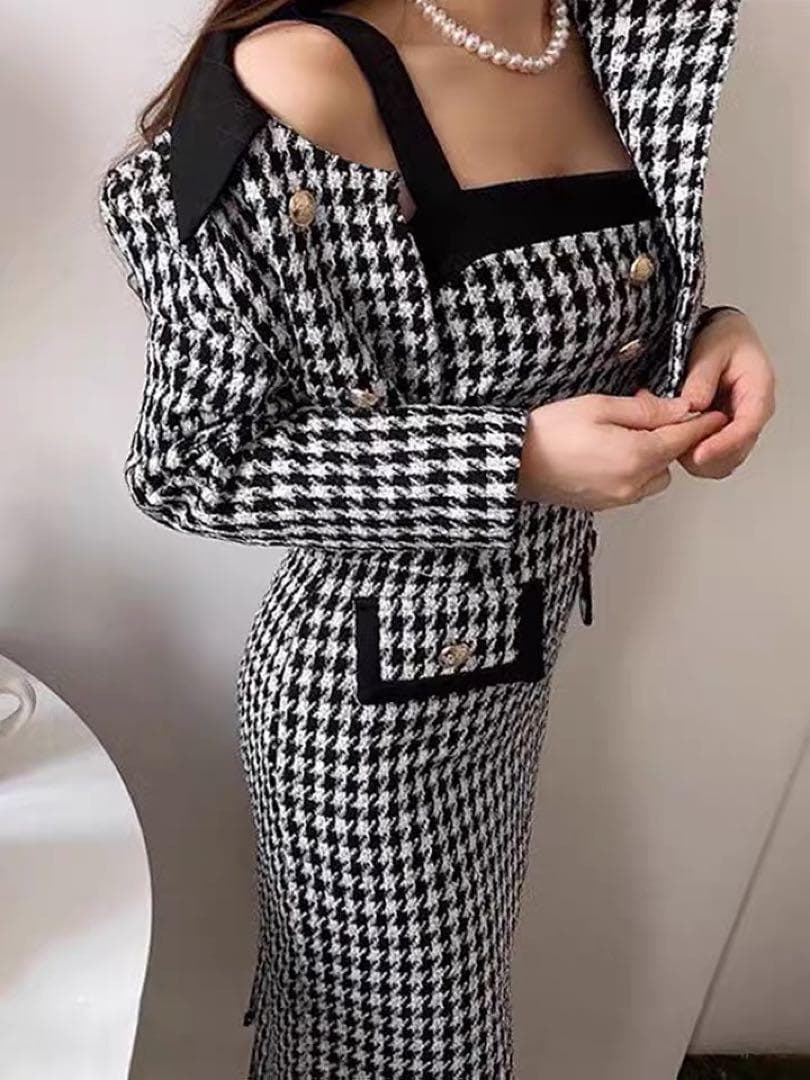 秋冬コーデ❤️ひざ丈ワンピース　ジャケット　スカートスーツ　レディース