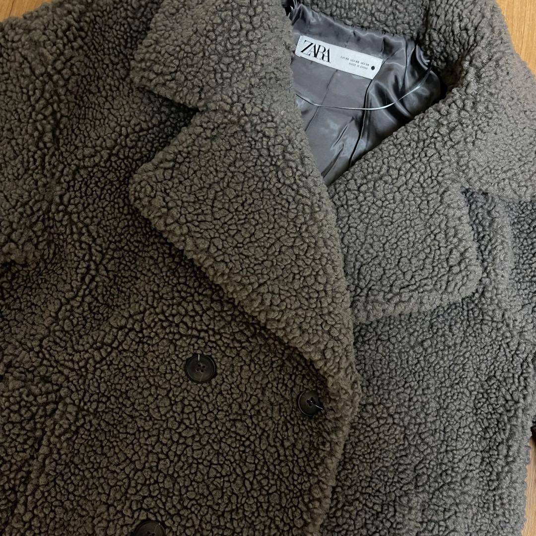 【美品】完売品　ZARA ダブルブレスト　フェイクボアコート　テディベア　XS