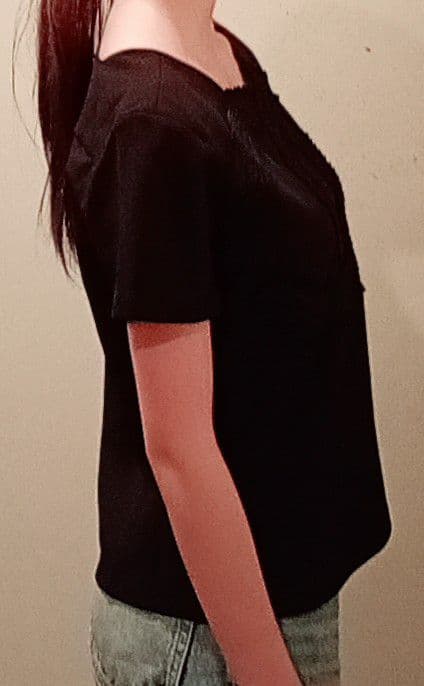 CHANELuniformブラックレース装飾 半袖トップス　シャネルユニフォーム