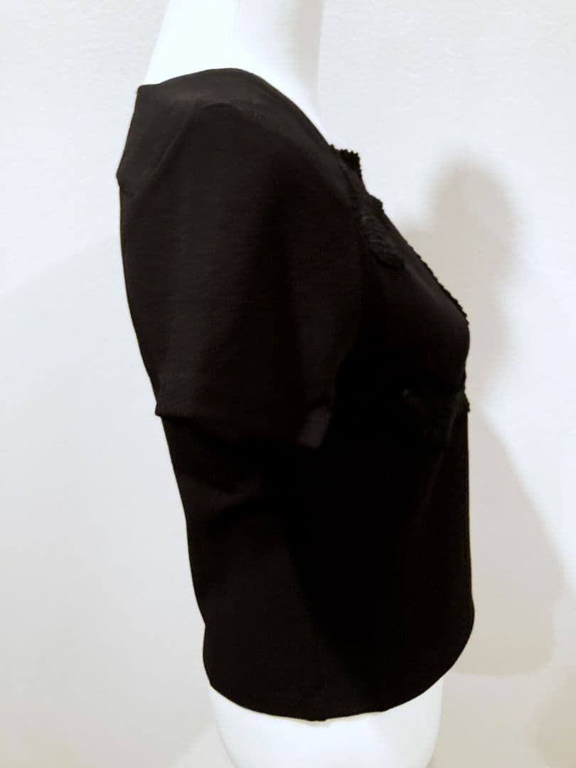 CHANELuniformブラックレース装飾 半袖トップス　シャネルユニフォーム