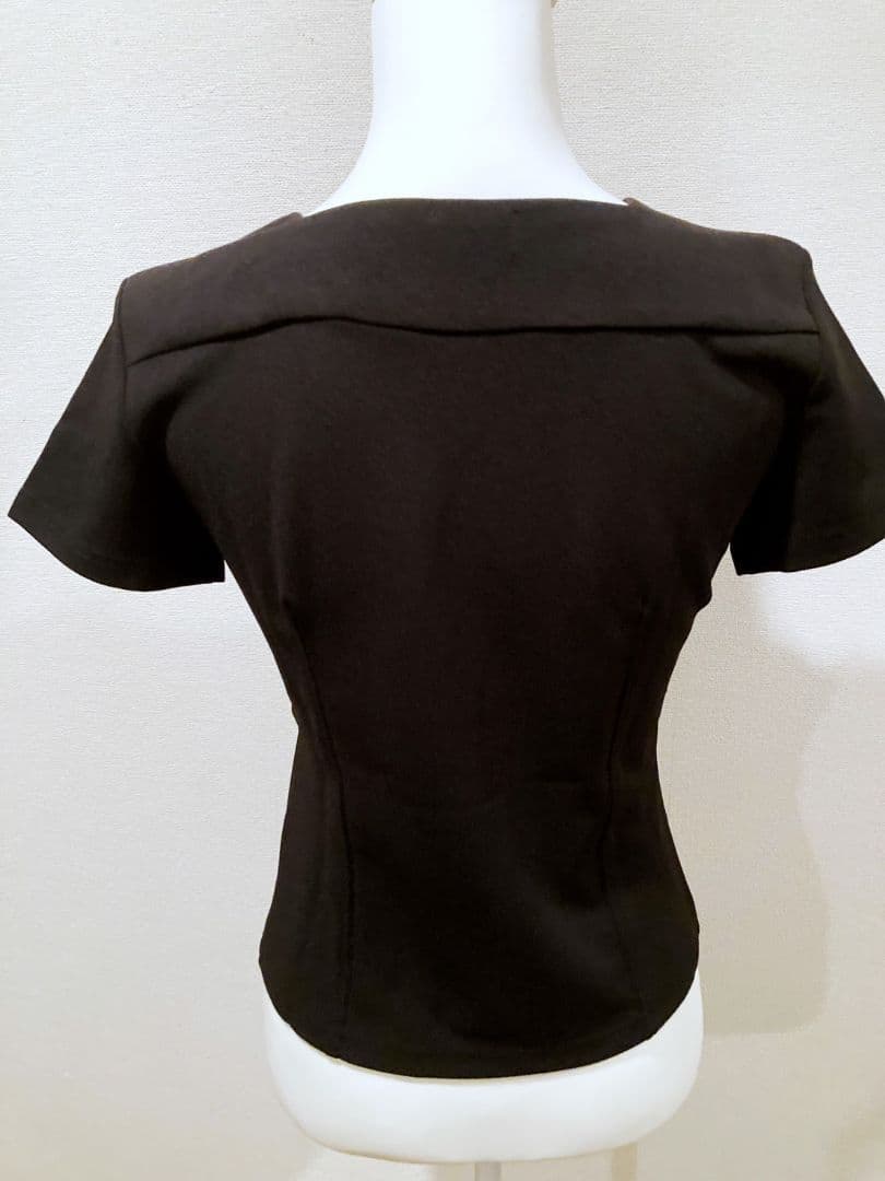 CHANELuniformブラックレース装飾 半袖トップス　シャネルユニフォーム
