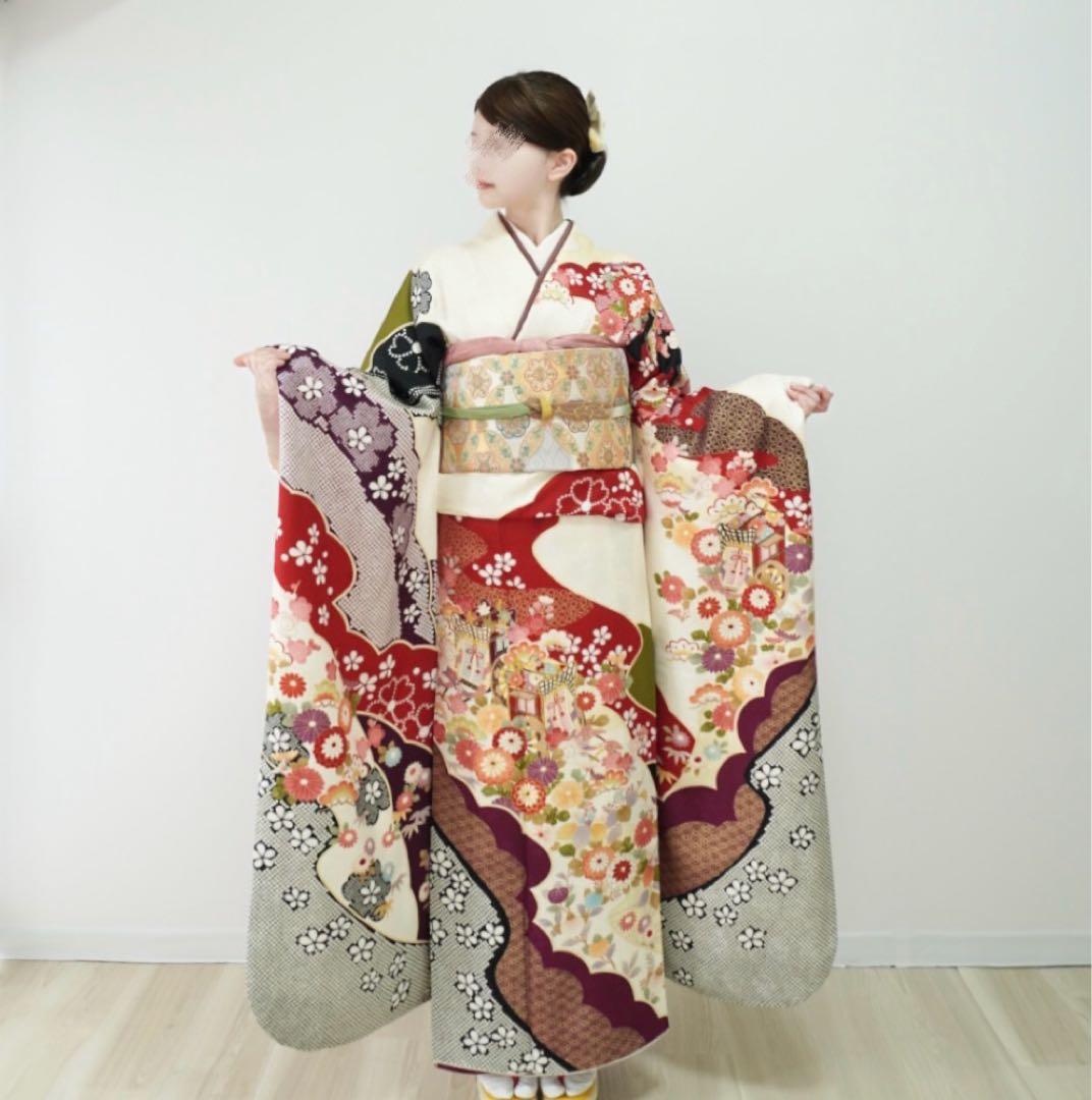 ⭐︎ hime703⭐︎振袖と帯　二点　正絹　成人式　卒業式【82】