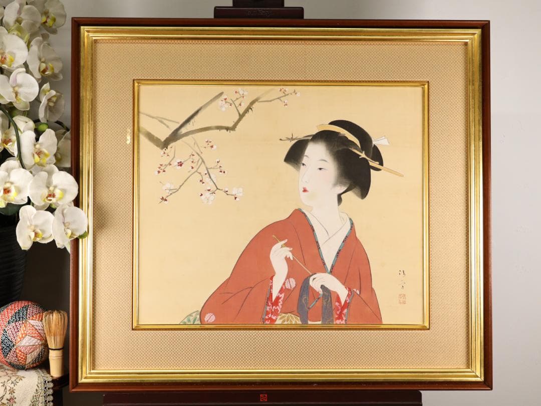 【模写】　鏑木清方　美人画　仁科一恵堂額　日本画　10号　BK150