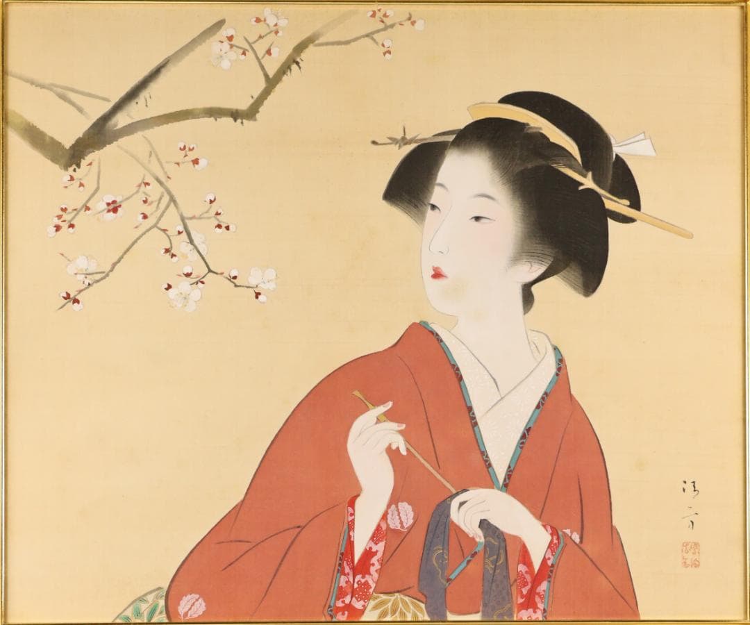 【模写】　鏑木清方　美人画　仁科一恵堂額　日本画　10号　BK150