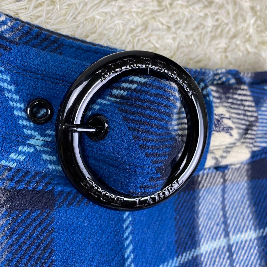 【美品】バーバリーブルーレーベル キュロットパンツ ノバチェック 38 ブルー