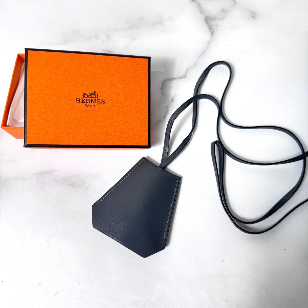 美品★HERMES クロシェット ネックレス グレー D刻印