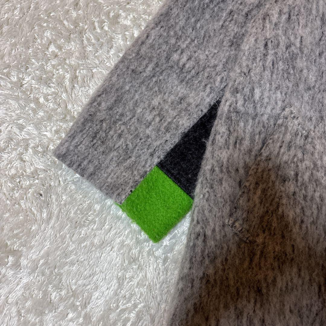 美品＊Eimee Law マーブルシャギーロングコート　ノーカラー　グレー