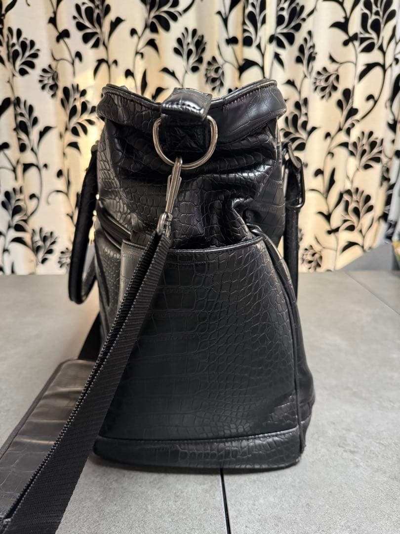 ダンスウィズドラゴン クロコパターン ボーン 黒 ボストンバッグ