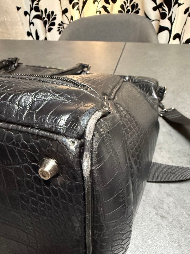 ダンスウィズドラゴン クロコパターン ボーン 黒 ボストンバッグ