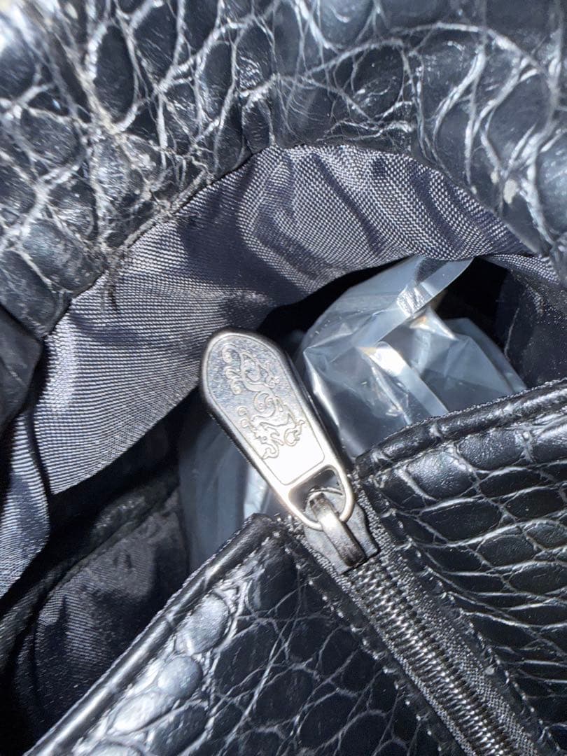 ダンスウィズドラゴン クロコパターン ボーン 黒 ボストンバッグ