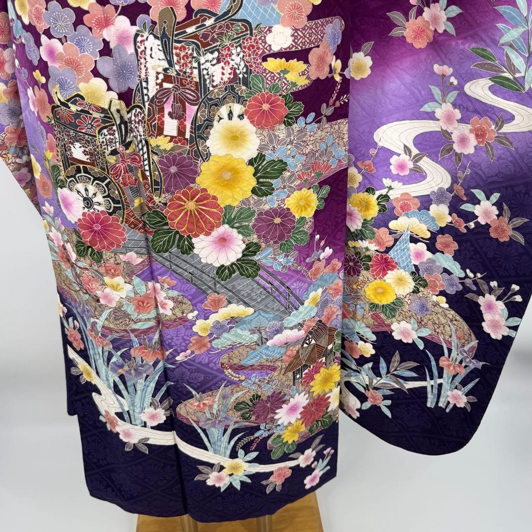 振袖フルセット　丸昌　地紋　金彩　金駒刺繍　成人式　白レースつけ袖付　正絹