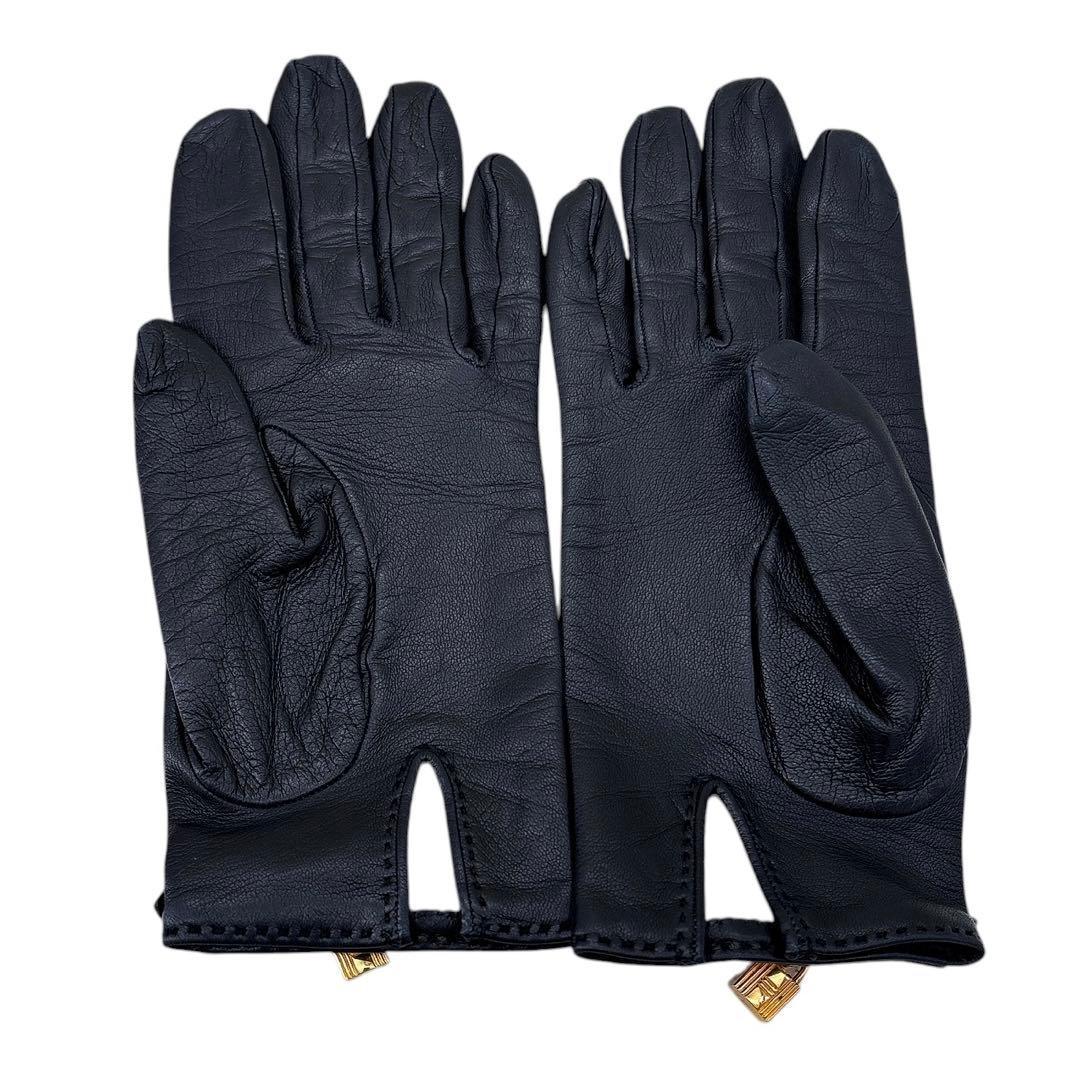 HERMESエルメス レザーグローブ 手袋 カデナデザイン 鍵付き サイズ6