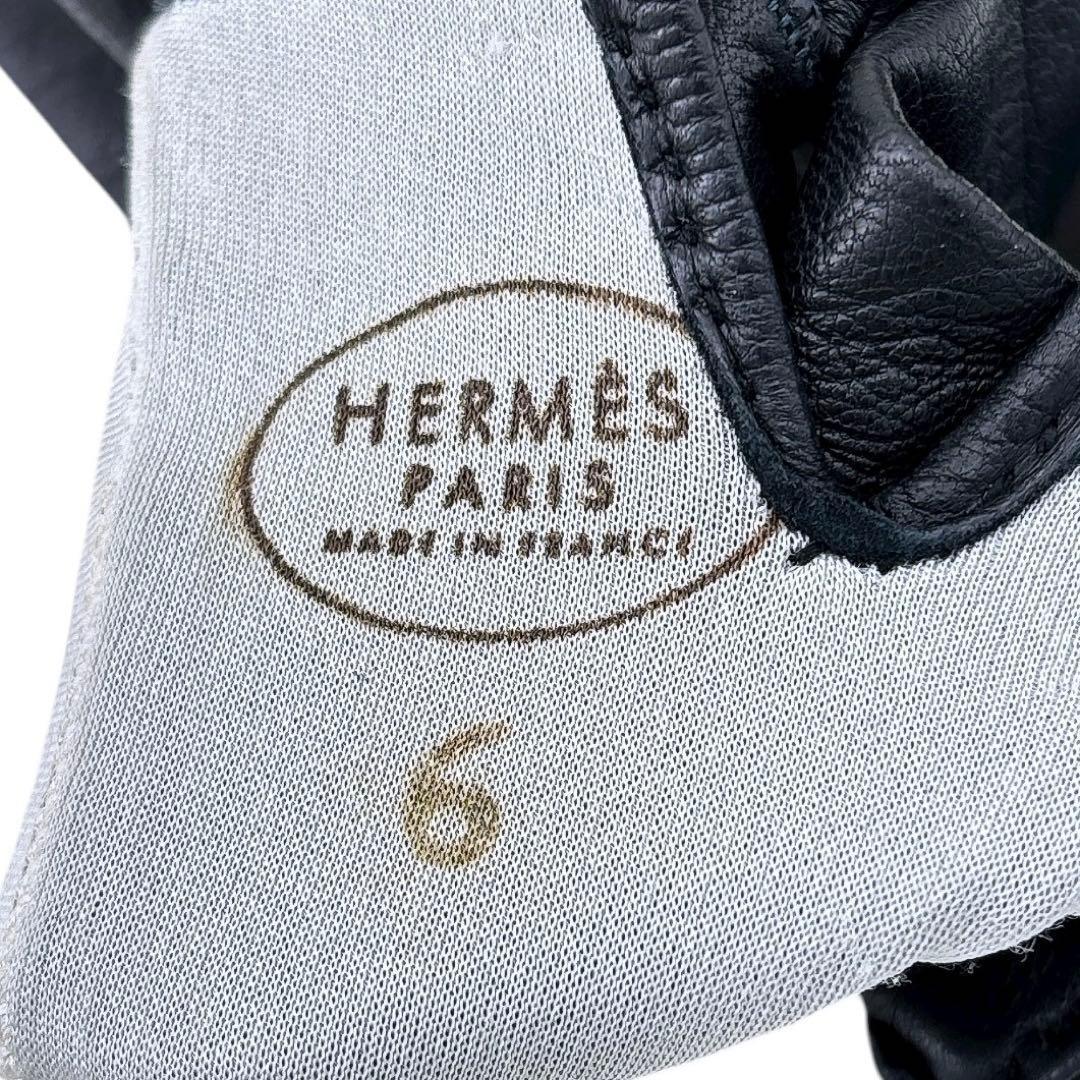 HERMESエルメス レザーグローブ 手袋 カデナデザイン 鍵付き サイズ6