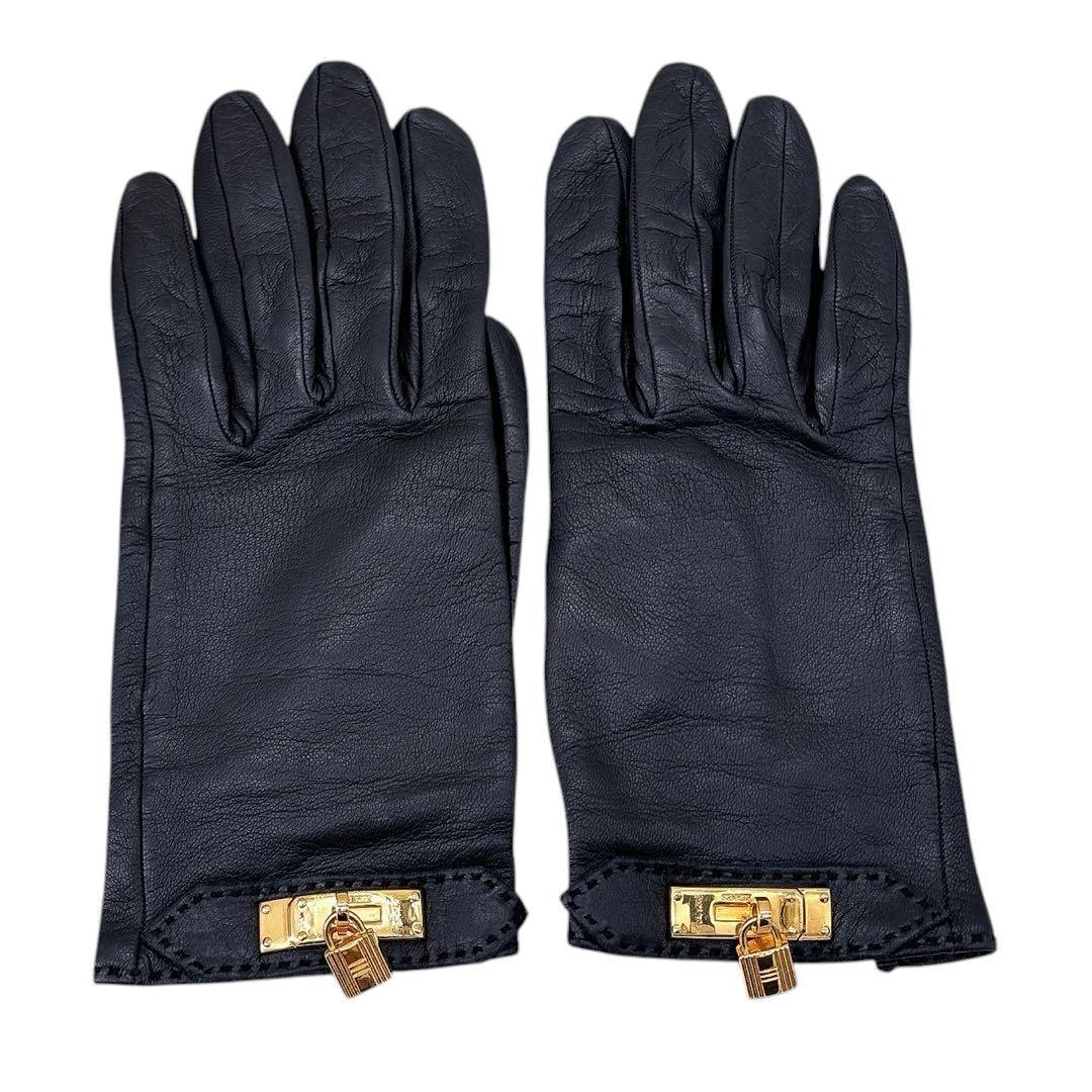 HERMESエルメス レザーグローブ 手袋 カデナデザイン 鍵付き サイズ6