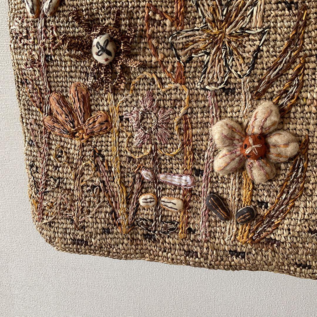 新品　Sophie Digard ソフィーディガール　花柄刺繍　ラフィアバッグ