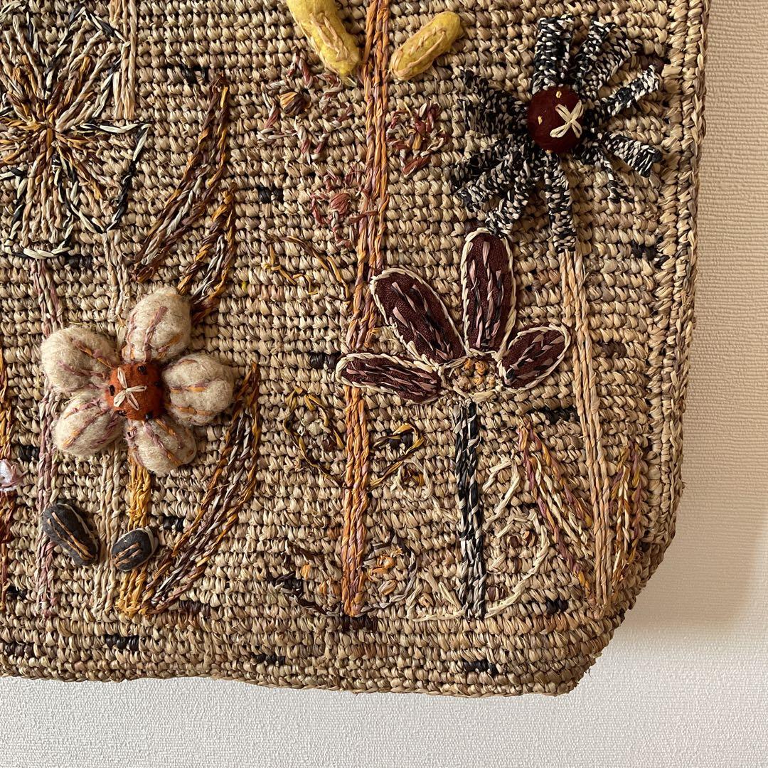 新品　Sophie Digard ソフィーディガール　花柄刺繍　ラフィアバッグ