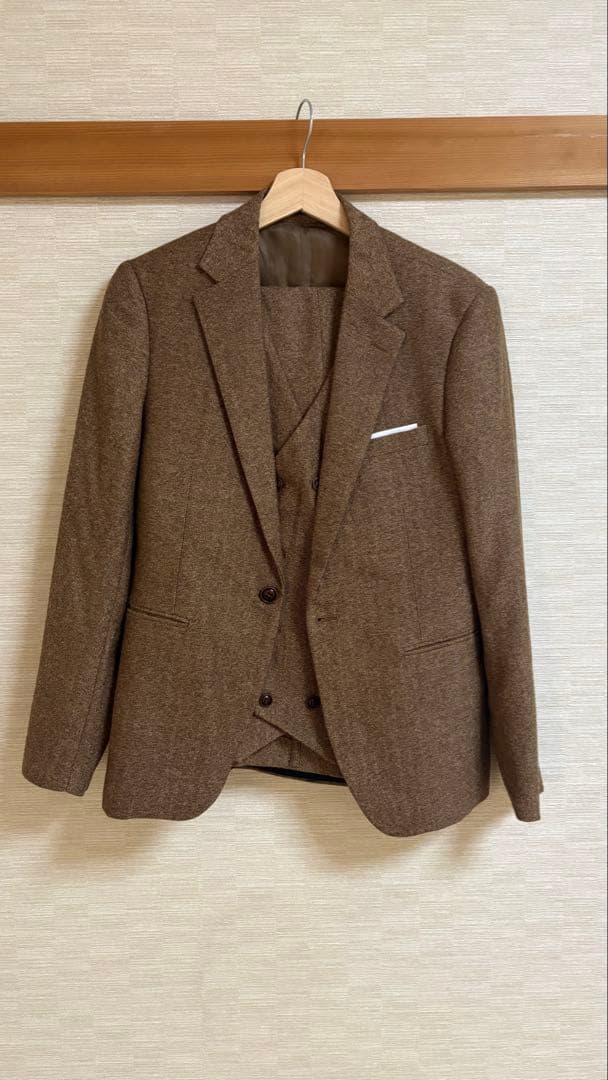 スリーピーススーツ タキシード ブラウン