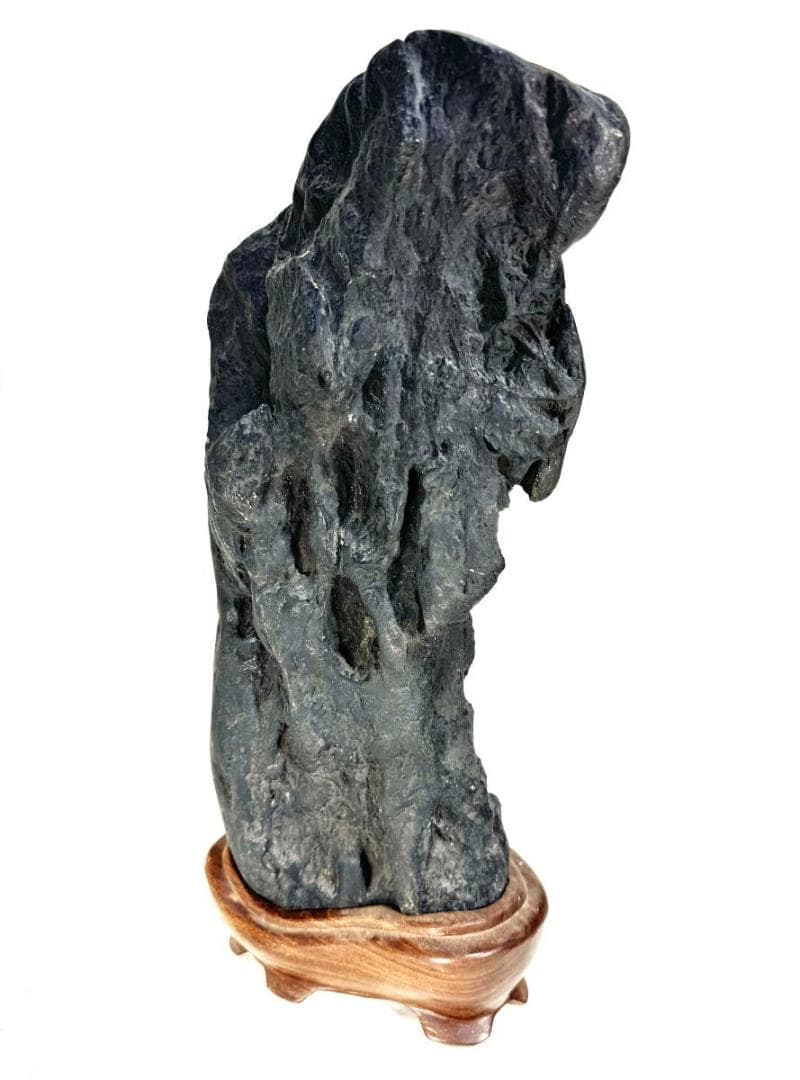 太湖石 置物 擺件 黄花梨台 天然石 唐物 約14kg/ 鑑賞石 WWFT052