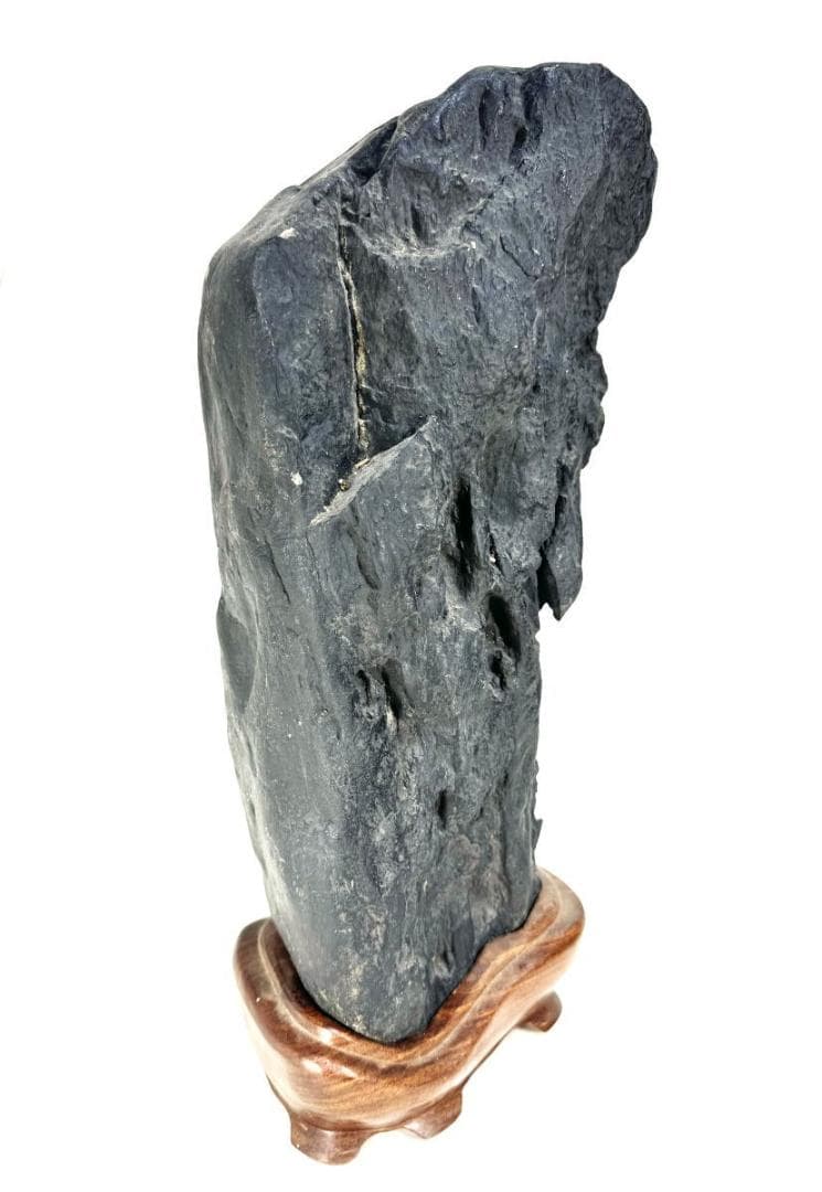 太湖石 置物 擺件 黄花梨台 天然石 唐物 約14kg/ 鑑賞石 WWFT052