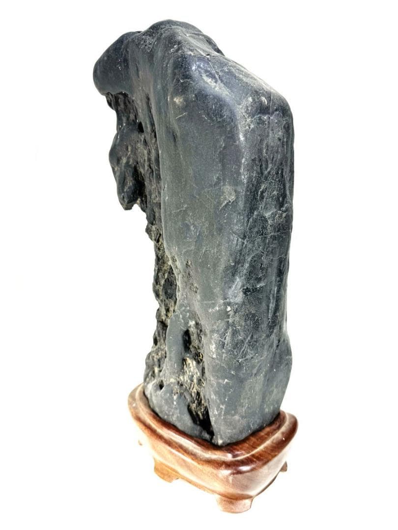 太湖石 置物 擺件 黄花梨台 天然石 唐物 約14kg/ 鑑賞石 WWFT052