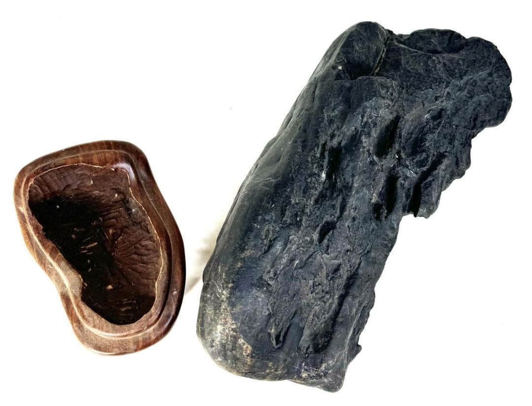 太湖石 置物 擺件 黄花梨台 天然石 唐物 約14kg/ 鑑賞石 WWFT052