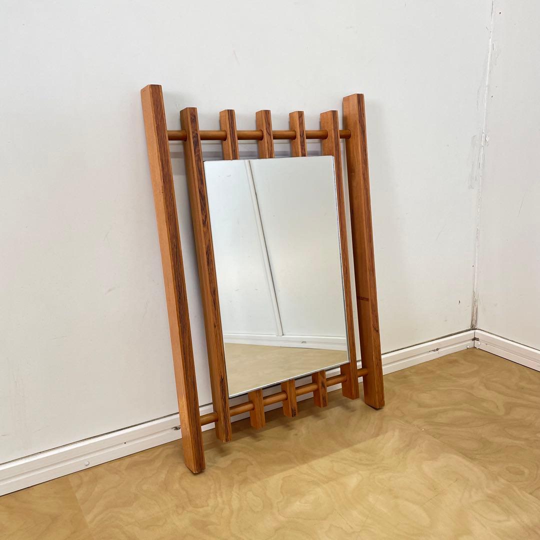 ビンテージ ウォールミラー 木枠ミラー 鏡 壁掛け 立て掛け アンティーク