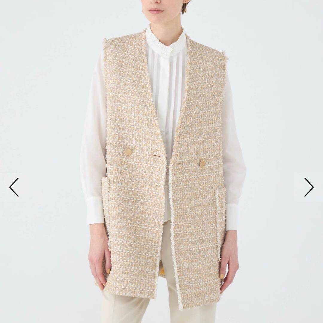 ✨2025未使用級✨BALLSEY　Coconutセミロングジレ　ツイード　36