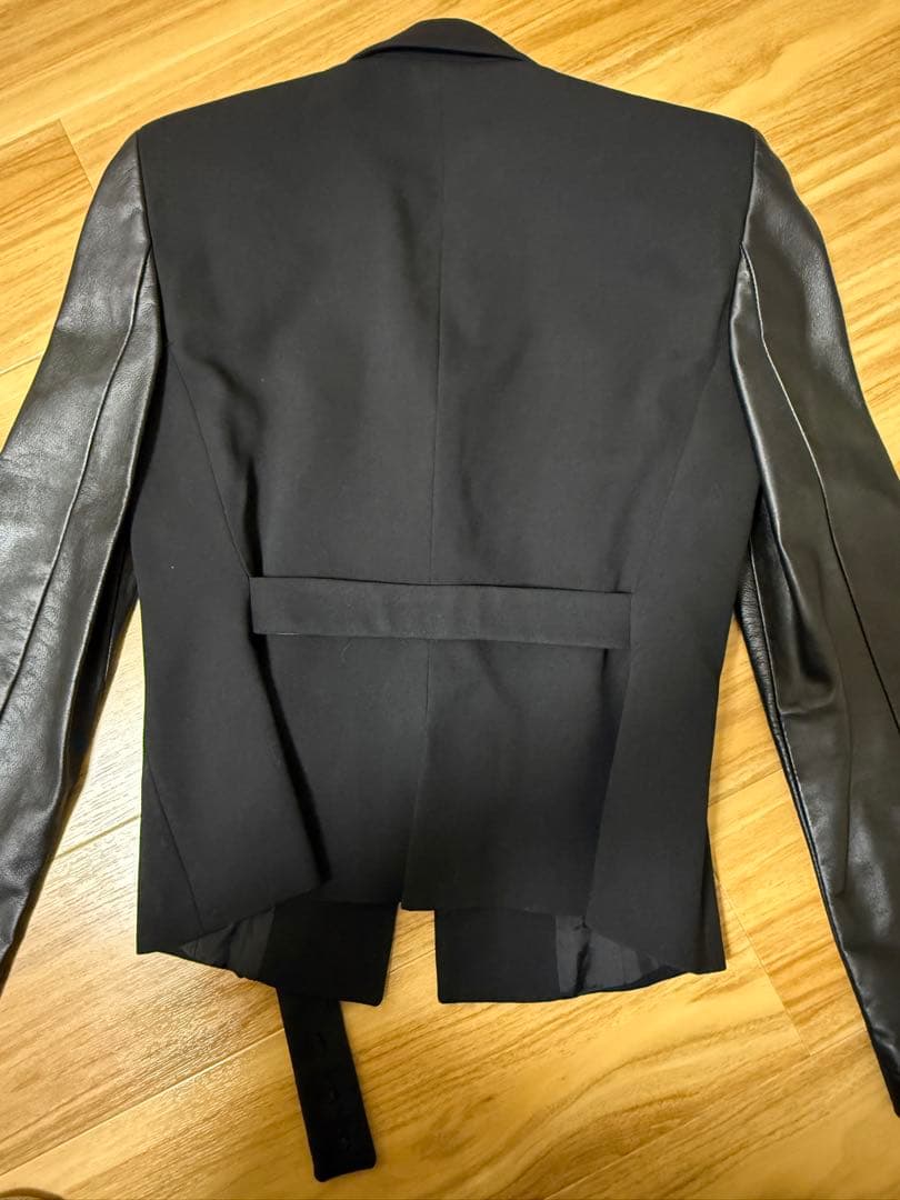 EMPORIO ARMANI レザー切替テーラードジャケット ブラック