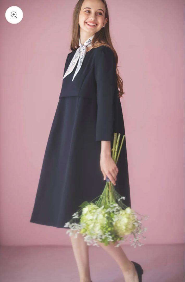 ぽちゃ様 美品 bitnabi ネイビー お上品 授乳 ワンピース