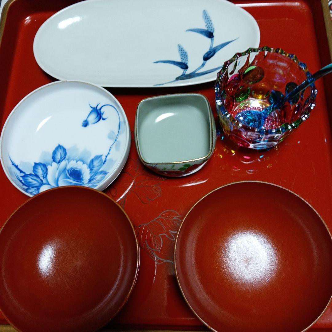 専用です！レトロ 本漆塗り お膳　足付き　4客　 寒冷紗張り