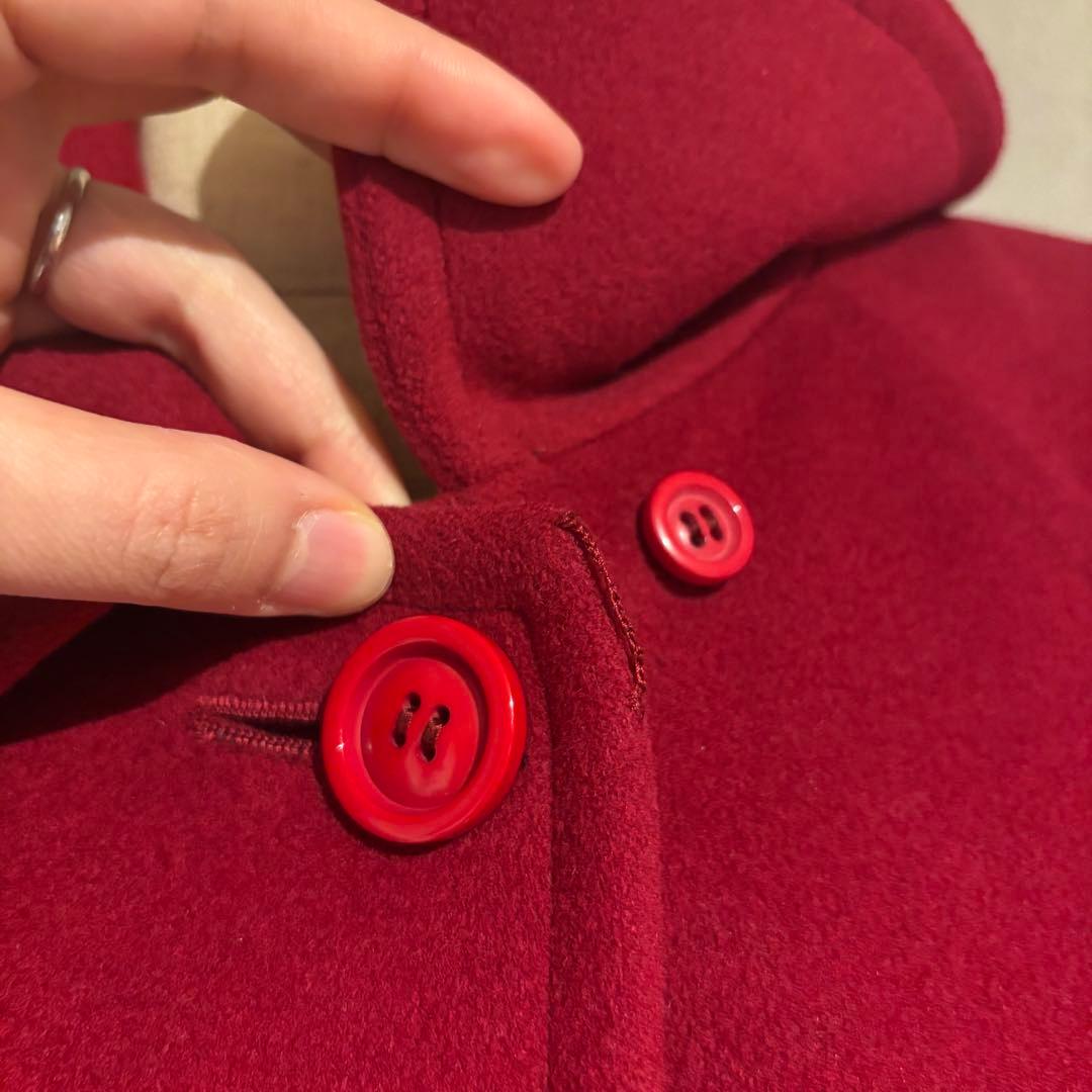 美品 アクアスキュータム 赤 毛100% 上質 ボタン付き ロングコート