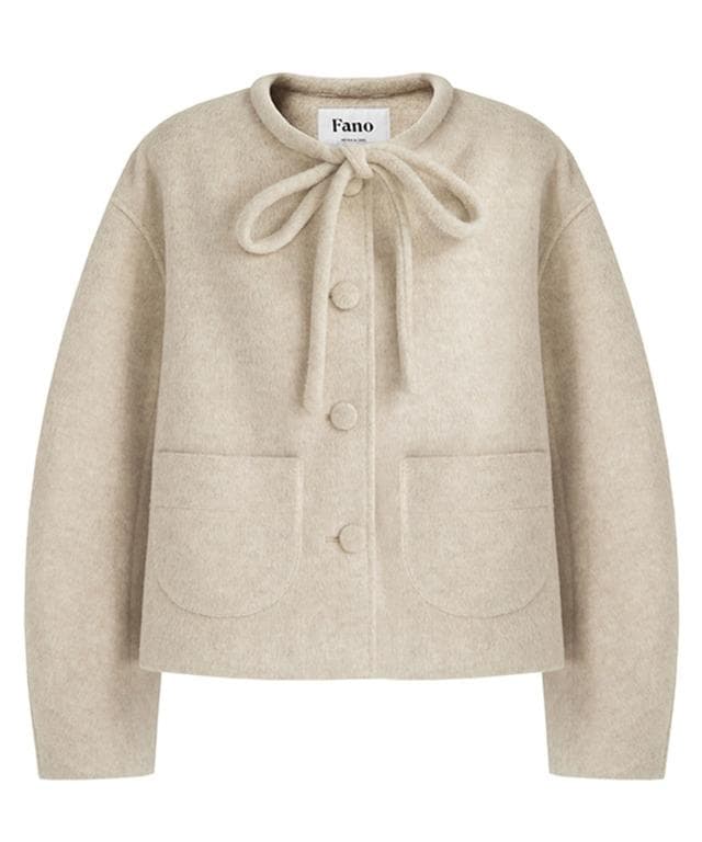 【fsswc】FanoStudios リボンタイ ショートウールコート ・M