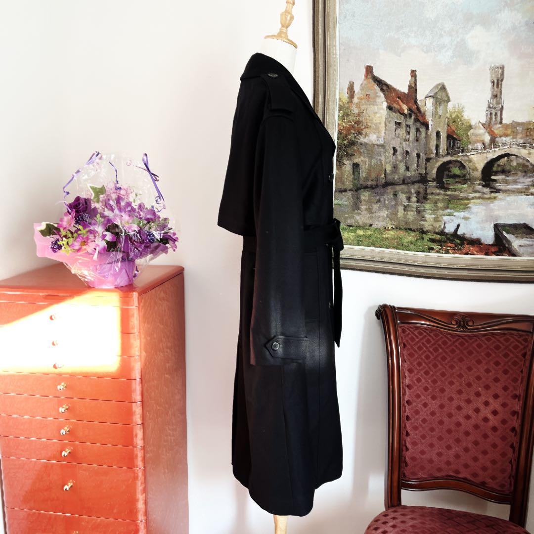 美品　サンローラン パリ カシミアブレンド ロング　トレンチ　コート ブラック