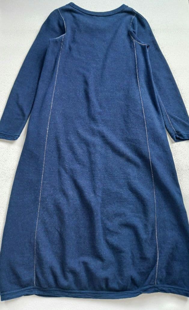 45R　スウェットワンピース　マキシ　ワイドシルエット　ゆったり　インディゴ