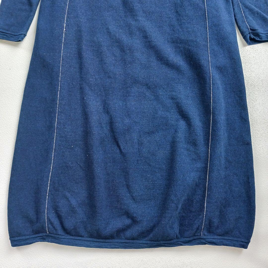 45R　スウェットワンピース　マキシ　ワイドシルエット　ゆったり　インディゴ