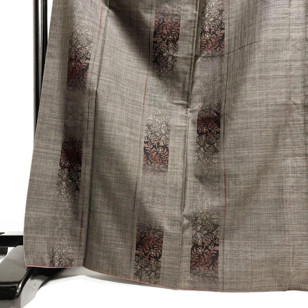 大島紬　小紋　泥染　縦縞模様　花模様　着物　015b p