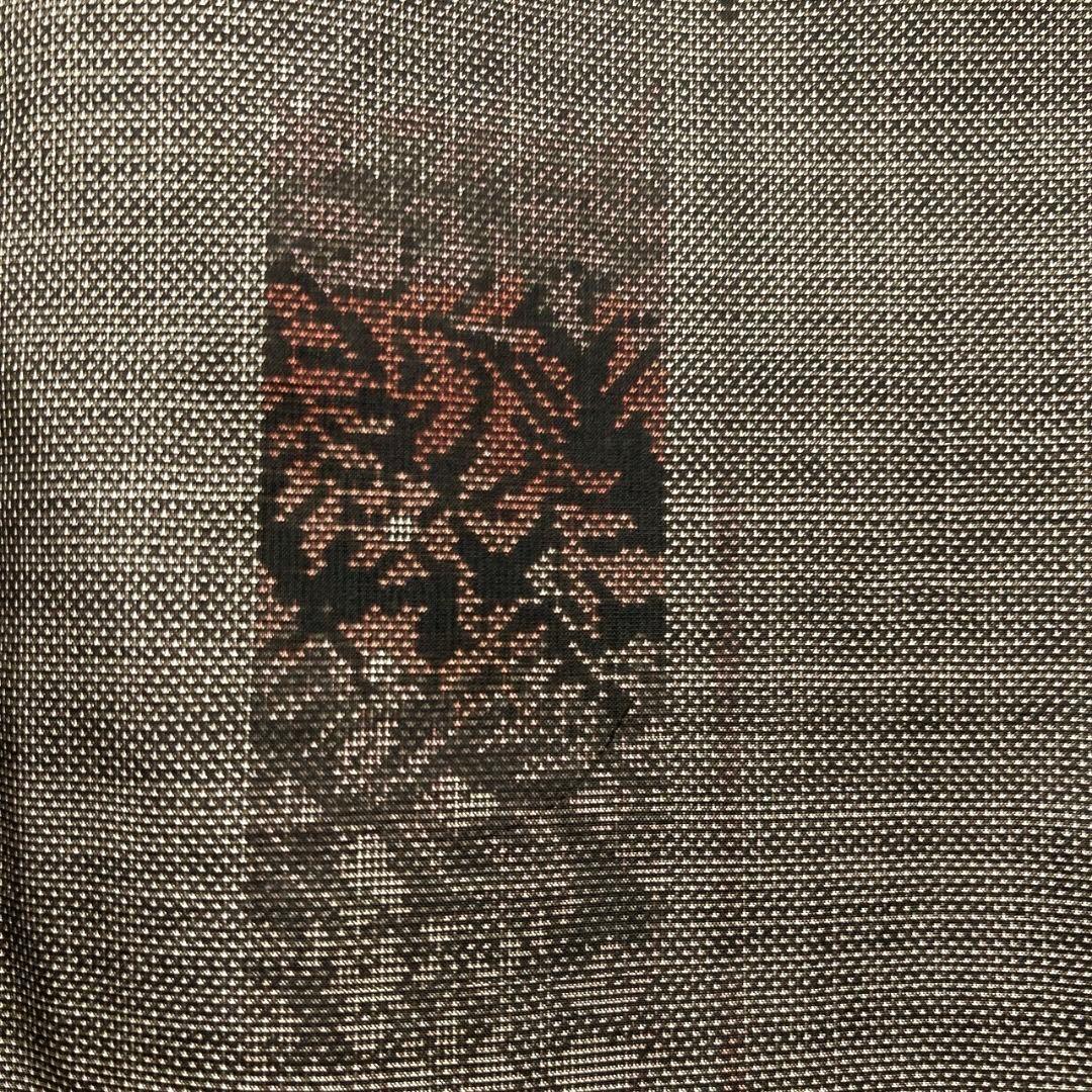 大島紬　小紋　泥染　縦縞模様　花模様　着物　015b p