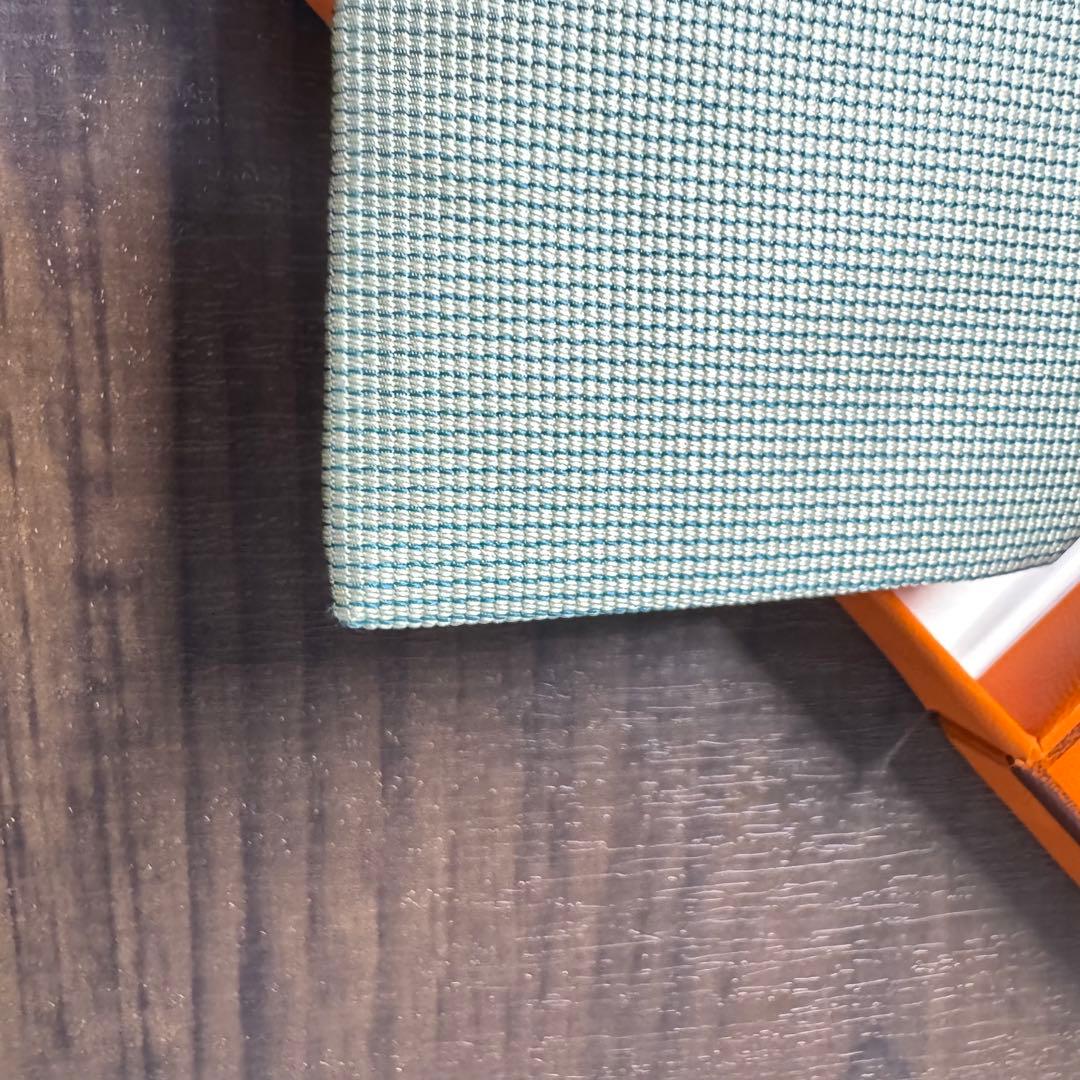 極美品 HERMES エルメス セージグリーン ソリッドタイ ネクタイ シルク