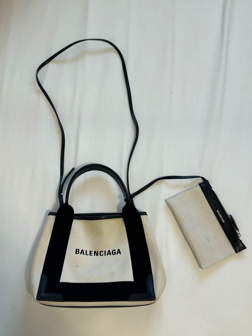 【Mikaたん】BALENCIAGA トートバッグ アイボリー/ブラック