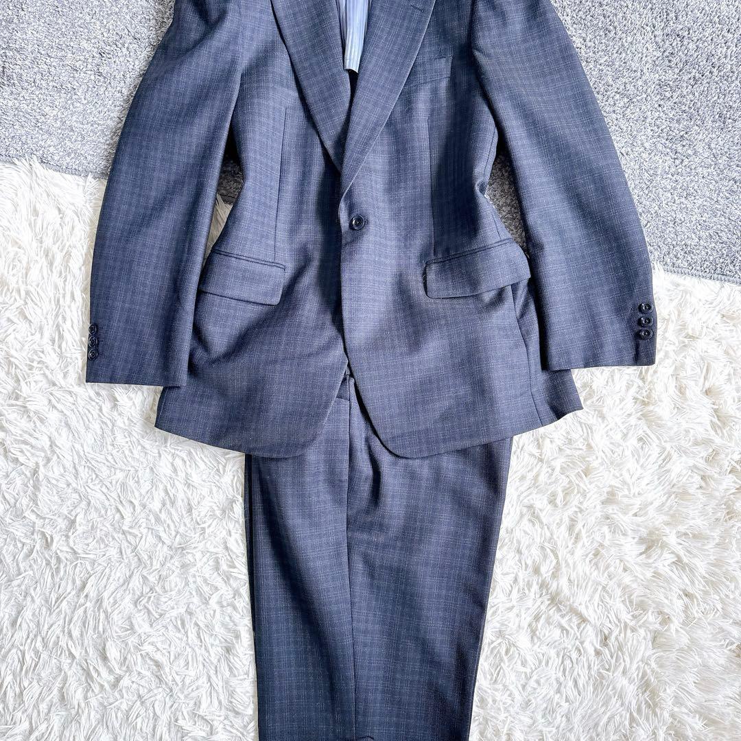 オールド　バレンシアガ セットアップ　スーツ　シングル　チェック　1B ネイビー