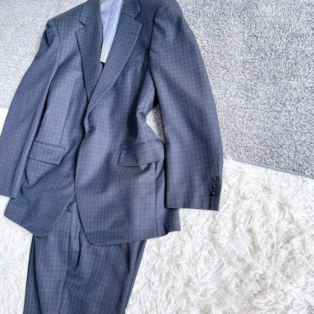オールド　バレンシアガ セットアップ　スーツ　シングル　チェック　1B ネイビー